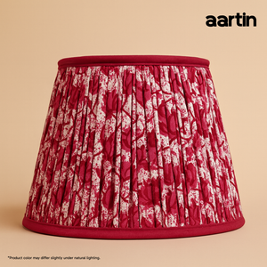 AARTIN 35 CM CRIMSON BLOOMS STRAIGHT EMPIRE GATHERED LAMPSHADE IN COTTON