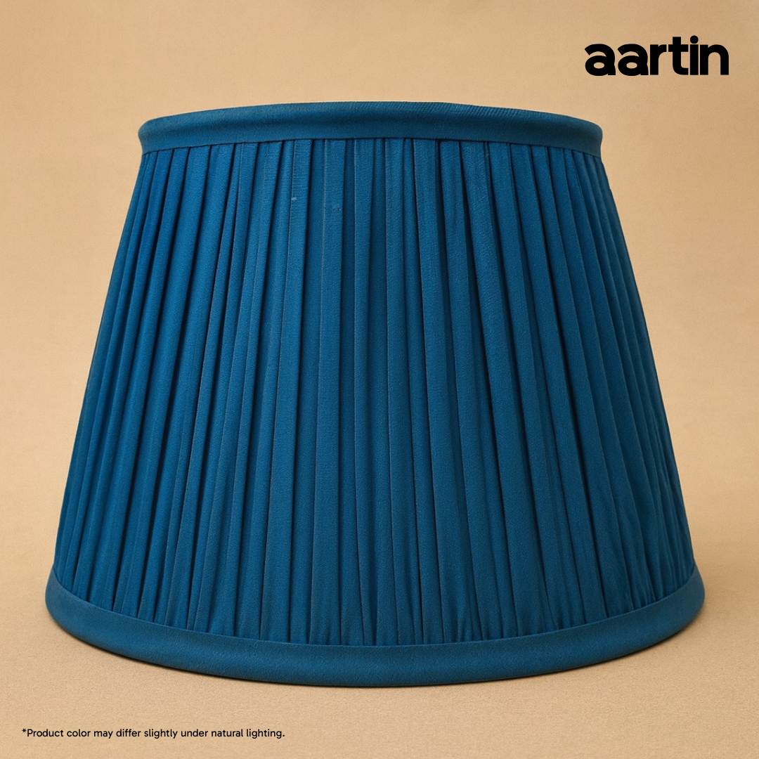 AARTIN STRAIGHT EMPIRE GATHERED LAMPSHADE IN BLUE SILK