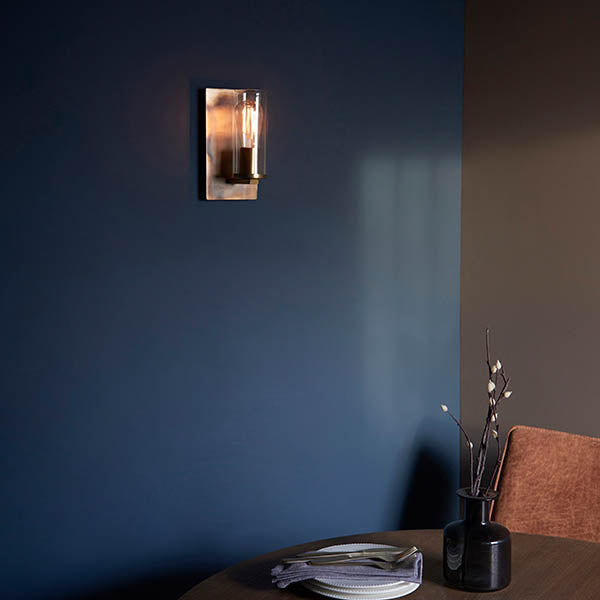 Arun Wall Light Bronze Patina Plate & Clear Glass