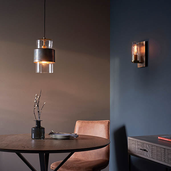Arun Wall Light Bronze Patina Plate & Clear Glass
