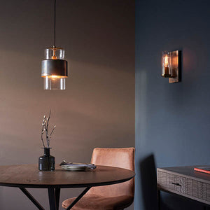 Arun Wall Light Bronze Patina Plate & Clear Glass