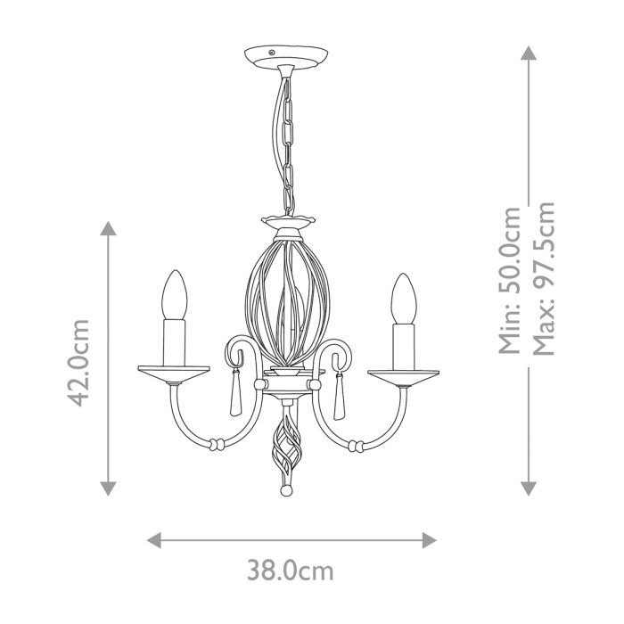 Aegean 3-Light Chandelier Aged Brass