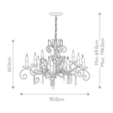 Amarilli 10-Light Chandelier Black/Silver - Comet Lighting