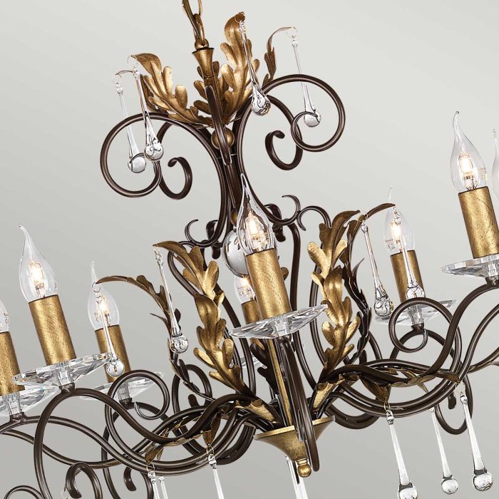 Amarilli 10-Light Chandelier Bronze/Gold - Comet Lighting