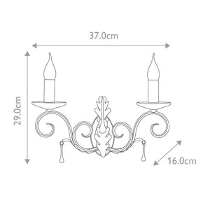 Amarilli 2 Light Wall Light - Black/Silver - Comet Lighting