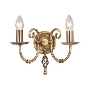 Artisan 2 Light Wall Light - Aged Brass - Comet Lighting