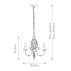 Artisan 3 Light Chandelier - Aged Brass - Comet Lighting