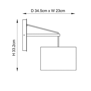 Medway Wall Light Matt Brass Plate & Black Cotton Fabric - Comet Lighting