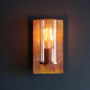 Arun Wall Light Copper Patina Plate & Clear Glass