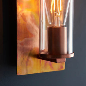 Arun Wall Light Copper Patina Plate & Clear Glass
