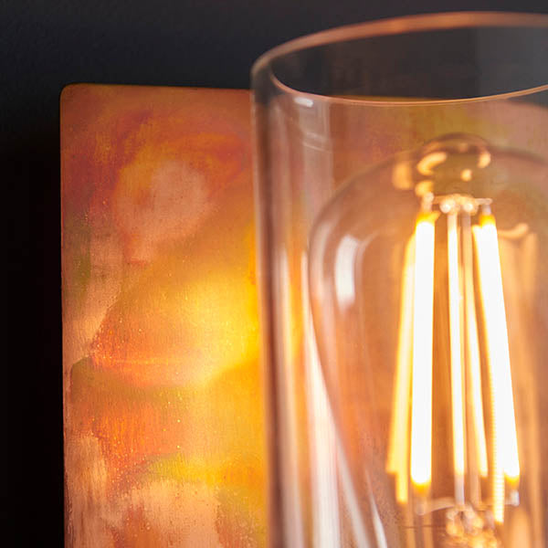 Arun Wall Light Copper Patina Plate & Clear Glass