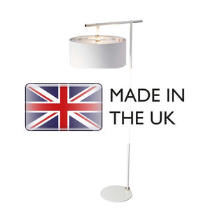 Balance 1 Light Floor Lamp - White and Polished Nickel - Comet Lighting