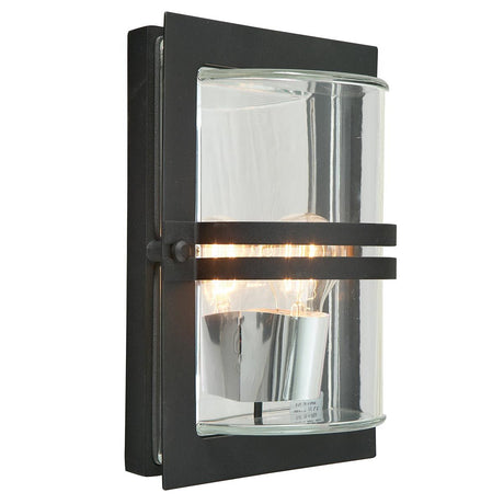 Basel 1 Light Wall Lantern - Black With Clear Glass - Comet Lighting