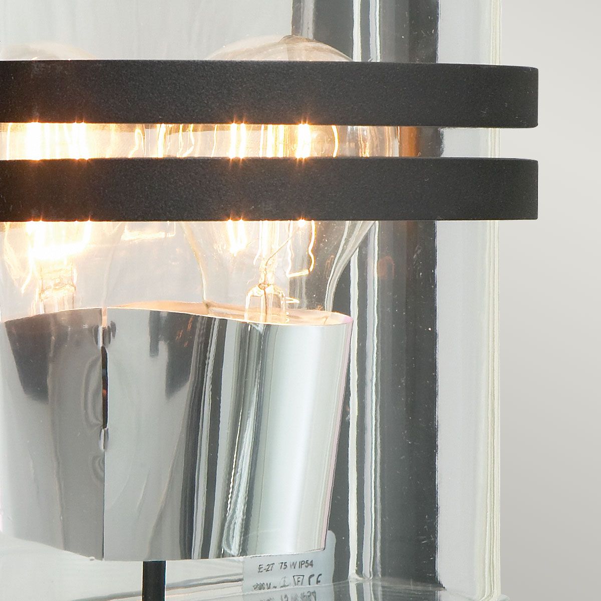 Basel 1 Light Wall Lantern - Black With Clear Glass - Comet Lighting