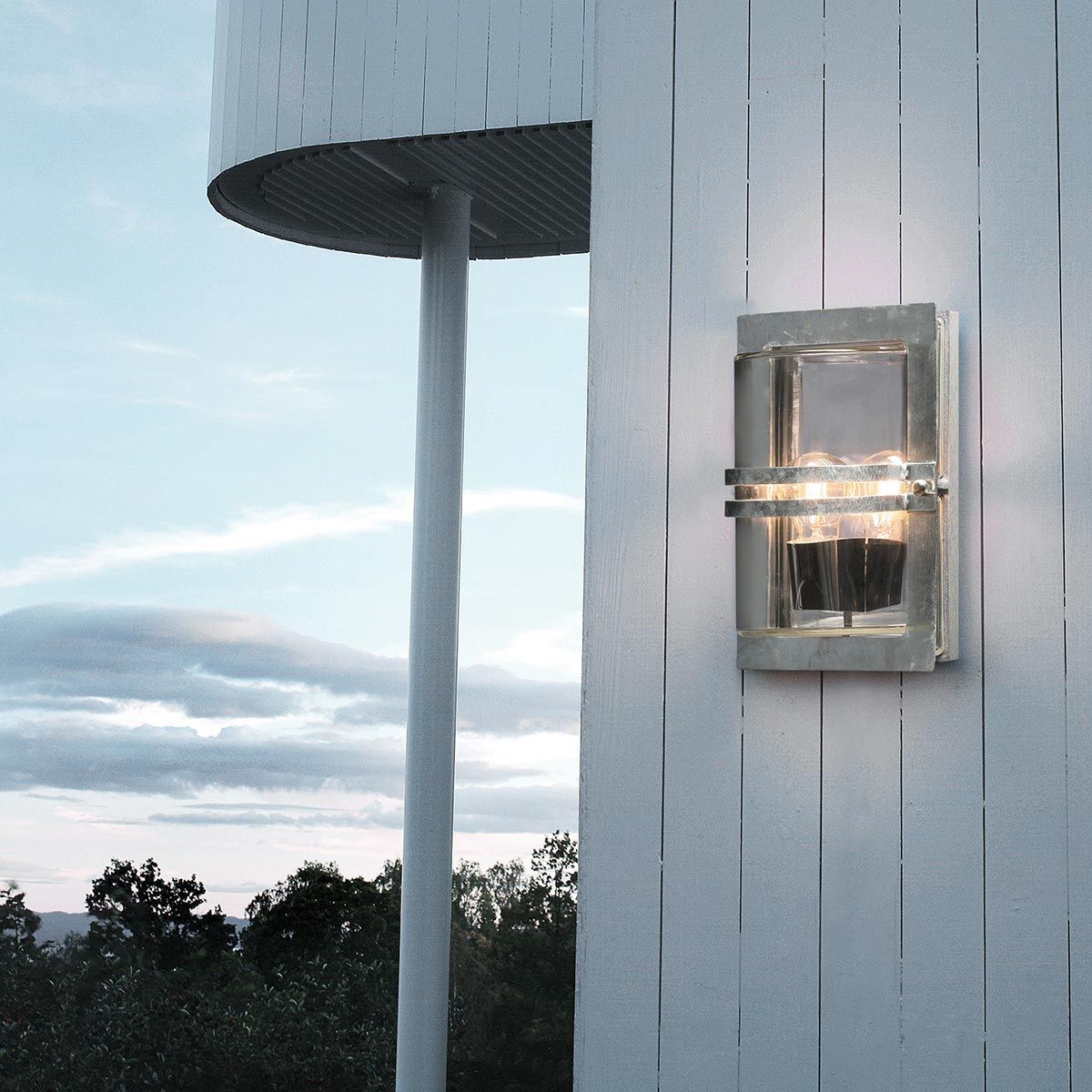 Basel 1 Light Wall Lantern - Galvanised With Clear Glass - Comet Lighting