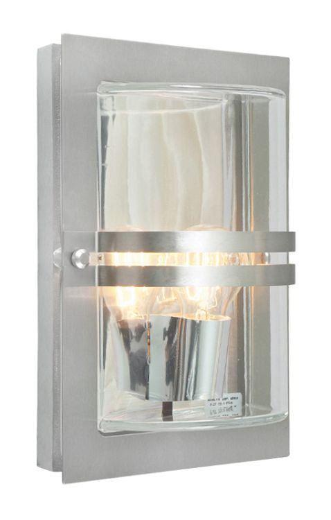 Basel Outdoor Wall Light Stainless Steel Clear