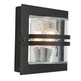 Bern 1 Light Wall Lantern - Black With Clear Glass - Comet Lighting