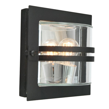 Bern 1 Light Wall Lantern - Black With Clear Glass - Comet Lighting