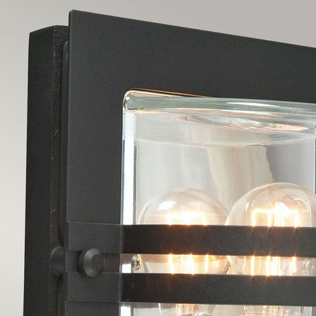 Bern 1 Light Wall Lantern - Black With Clear Glass - Comet Lighting