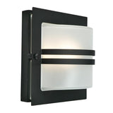 Bern 1 Light Wall Lantern - Black With Frosted Glass - Comet Lighting