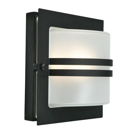 Bern 1 Light Wall Lantern - Black With Frosted Glass - Comet Lighting