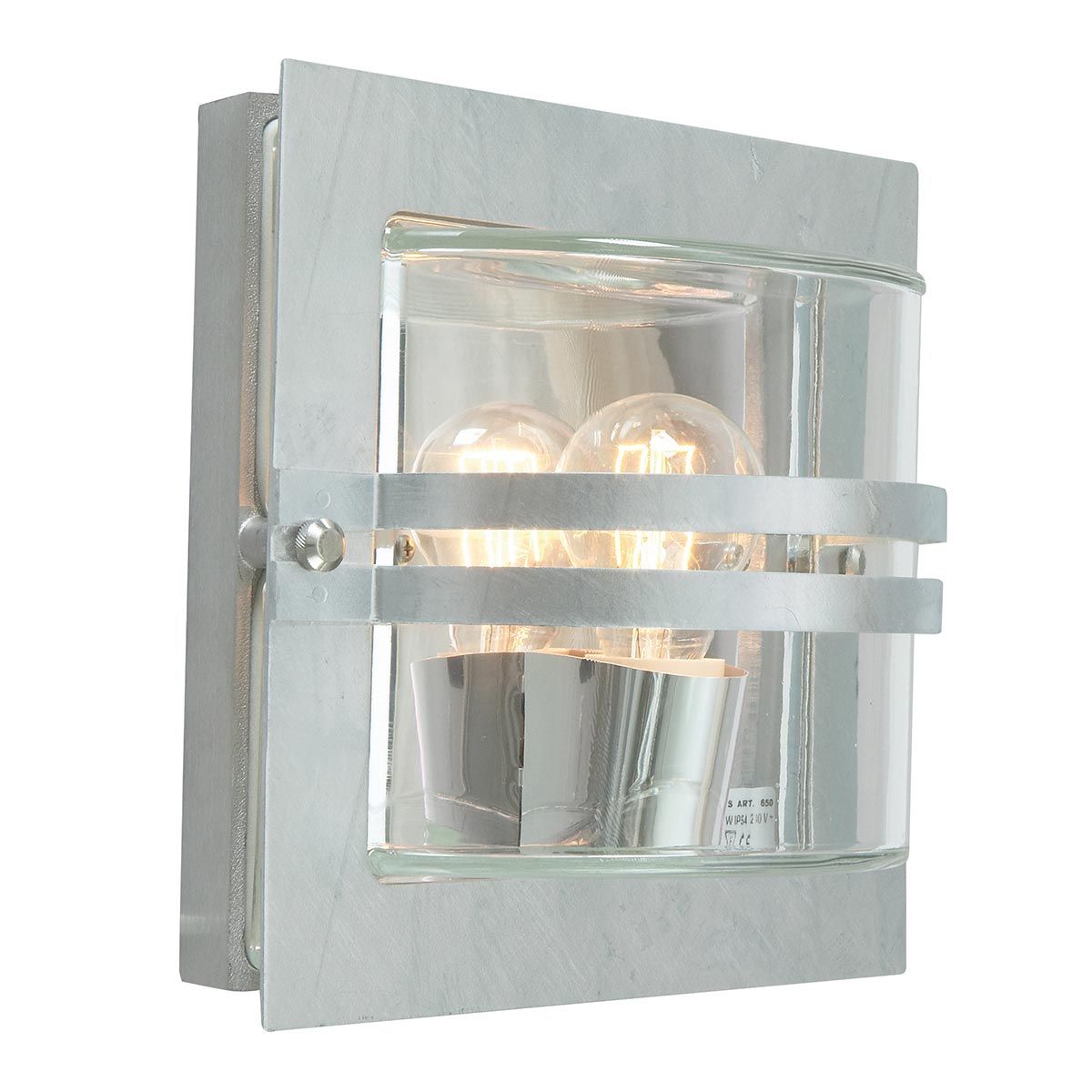 Bern 1 Light Wall Lantern - Galvanised With Clear Glass - Comet Lighting