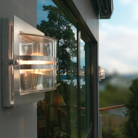Bern 1 Light Wall Lantern - Stainless Steel With Clear Glass - Comet Lighting