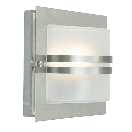 Bern 1 Light Wall Lantern - Stainless Steel With Frosted Glass - Comet Lighting