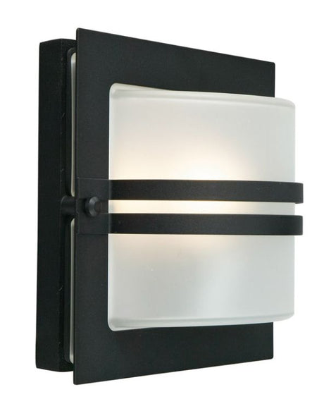 Bern Outdoor Wall Light Black Frosted