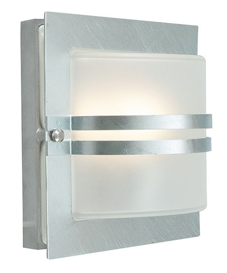 Bern Outdoor Wall Light Galvanised Frosted
