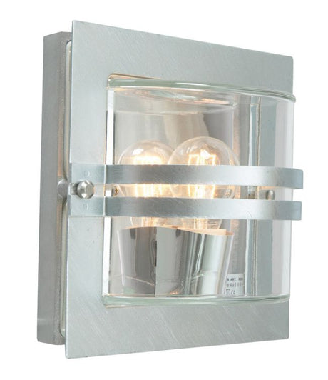 Bern Outdoor Wall Light Galvanised Clear