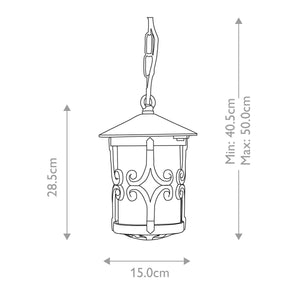 Hereford 1 Light Porch Chain Lantern - Comet Lighting