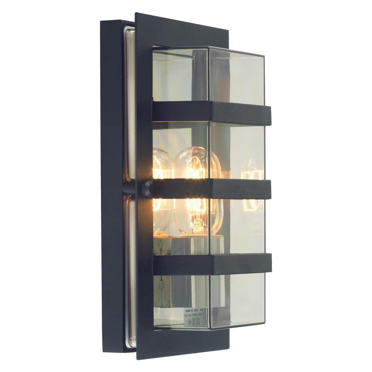 Boden 1 Light Wall Light - Black With Clear Glass - Comet Lighting