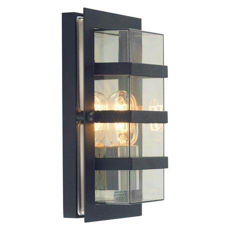 Boden 1 Light Wall Light - Black With Clear Glass - Comet Lighting