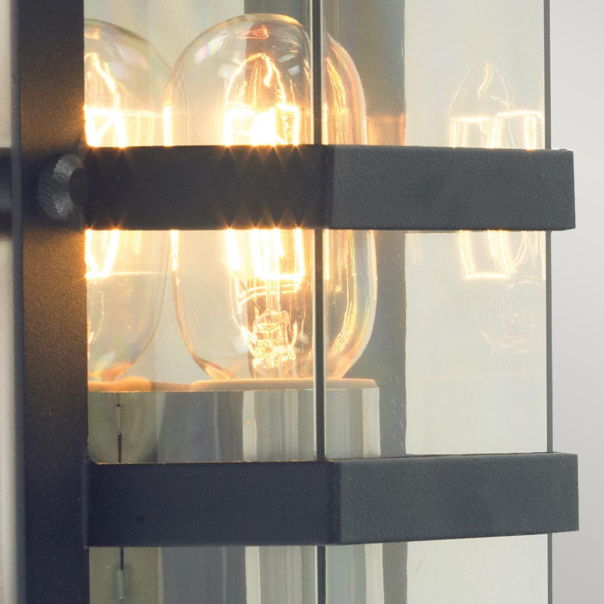 Boden 1 Light Wall Light - Black With Clear Glass - Comet Lighting