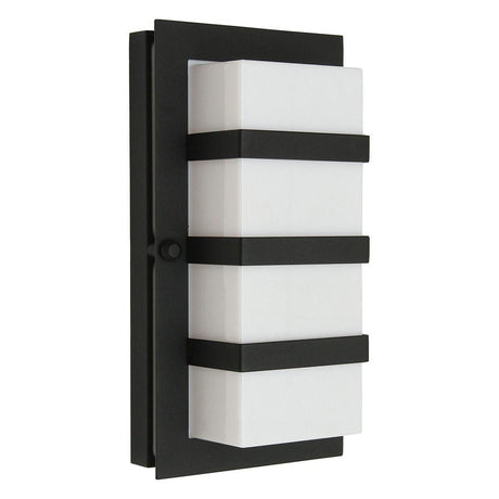 Boden 1 Light Wall Light - Black With Opal Glass - Comet Lighting