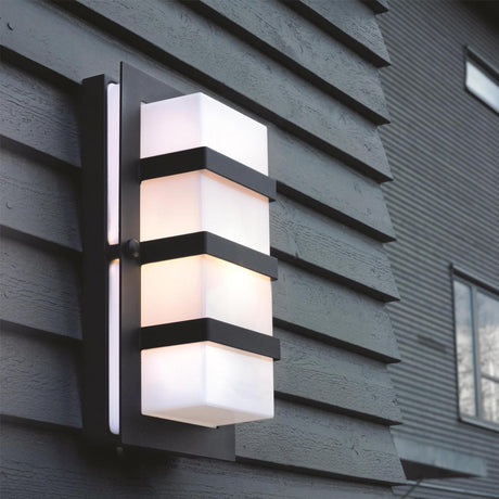 Boden 1 Light Wall Light - Black With Opal Glass - Comet Lighting