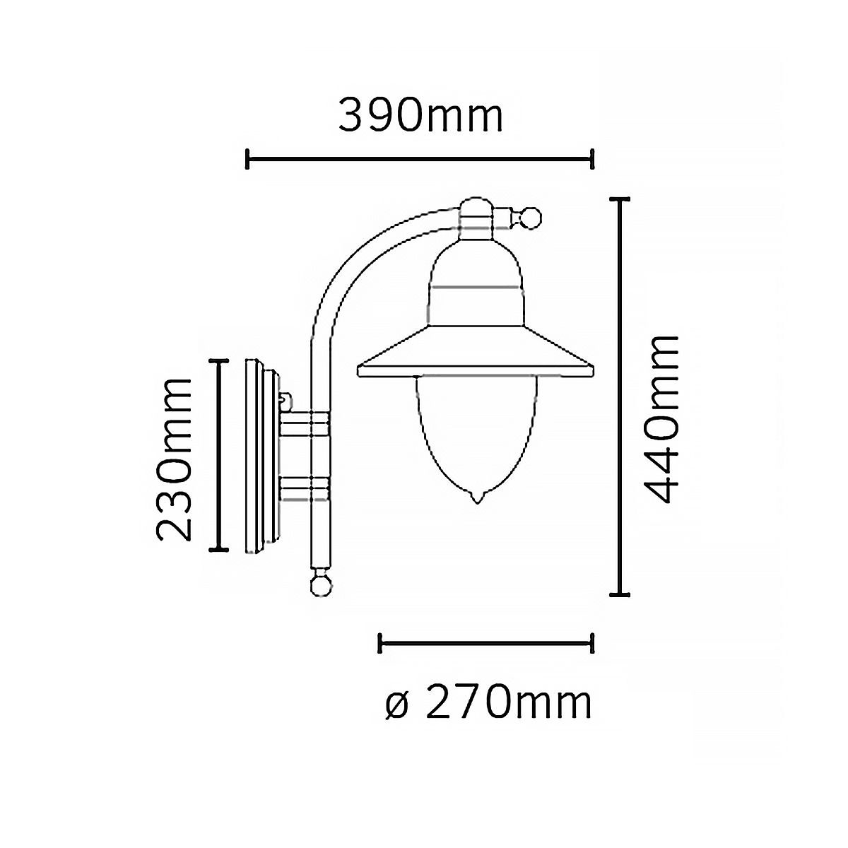 Como 1 Light Wall Lantern - Black - Comet Lighting