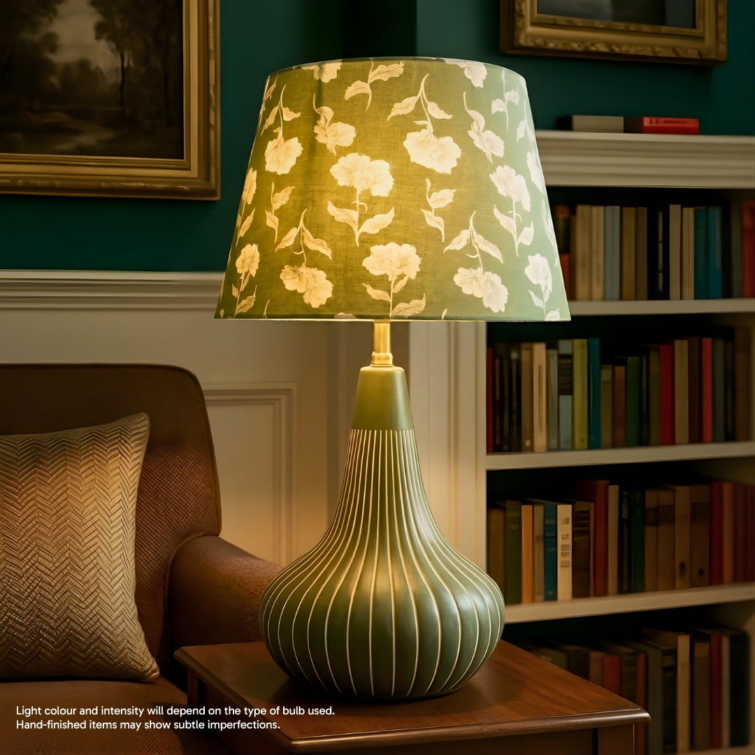 AARTIN ROSIE TABLE LAMP IN OLIVE GREEN UNGLAZED CERAMIC (BASE ONLY)