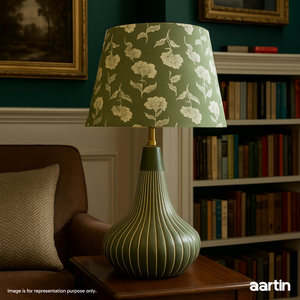 AARTIN ROSIE TABLE LAMP IN OLIVE GREEN UNGLAZED CERAMIC (BASE ONLY)