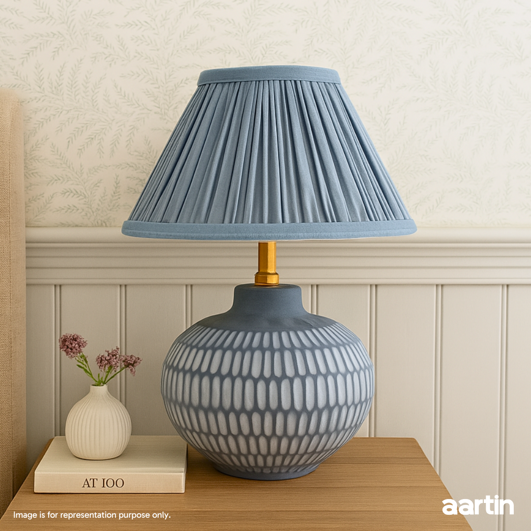 AARTIN YORK TABLE LAMP IN BLUE UNGLAZED CERAMIC (BASE ONLY)