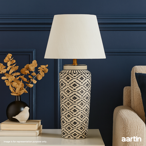 AARTIN WILLOW TABLE LAMP IN CERAMIC WITH IKAT PATTERN (BASE ONLY)