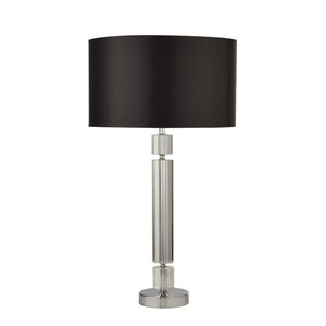 Plaford Table Lamp Chrome/Glass w/ Black Shade Silver Inner - Comet Lighting