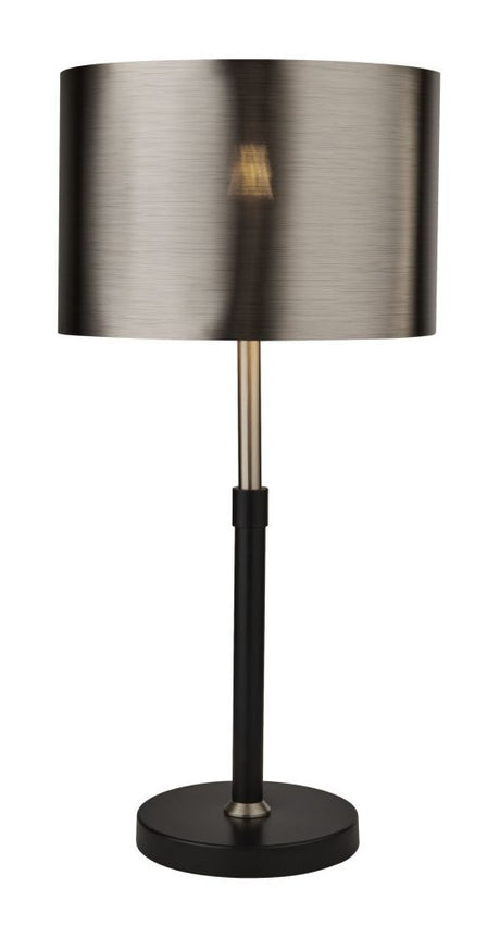 Plaford Table Lamp Black And Chrome w/ Brushed Black Chrome Shade