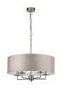 Georgeham 5Lt Pendant Ceiling Light Satin Silver w/ Silver Faux Silk Shade