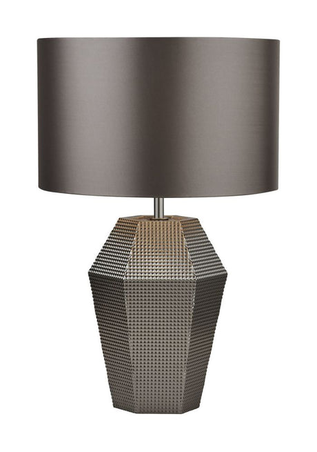 Tableau Table Lamp Smoked Glass w/ Grey Drum Shade