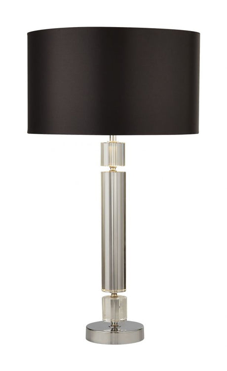 Plaford Table Lamp Chrome/Glass w/  Black Shade Silver Inner