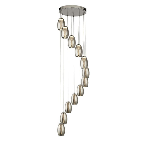 Dulverton 12Lt LED Multi-Drop Pendant Ceiling Light With Smoked Glass