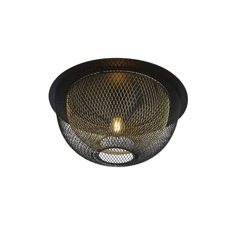 Ashcombe 1Lt Flush Ceiling Light Black/Gold