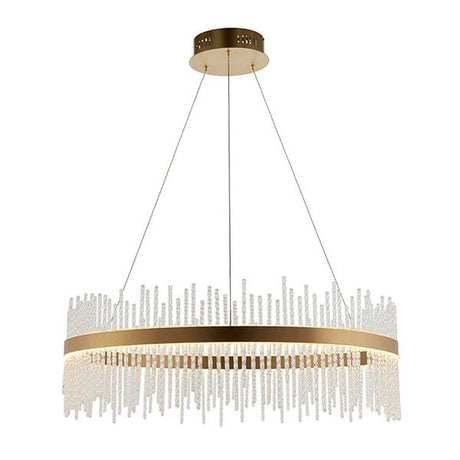 Ribble LED Pendant Ceiling Light Brushed Gold Plated Finish & Clear Glass